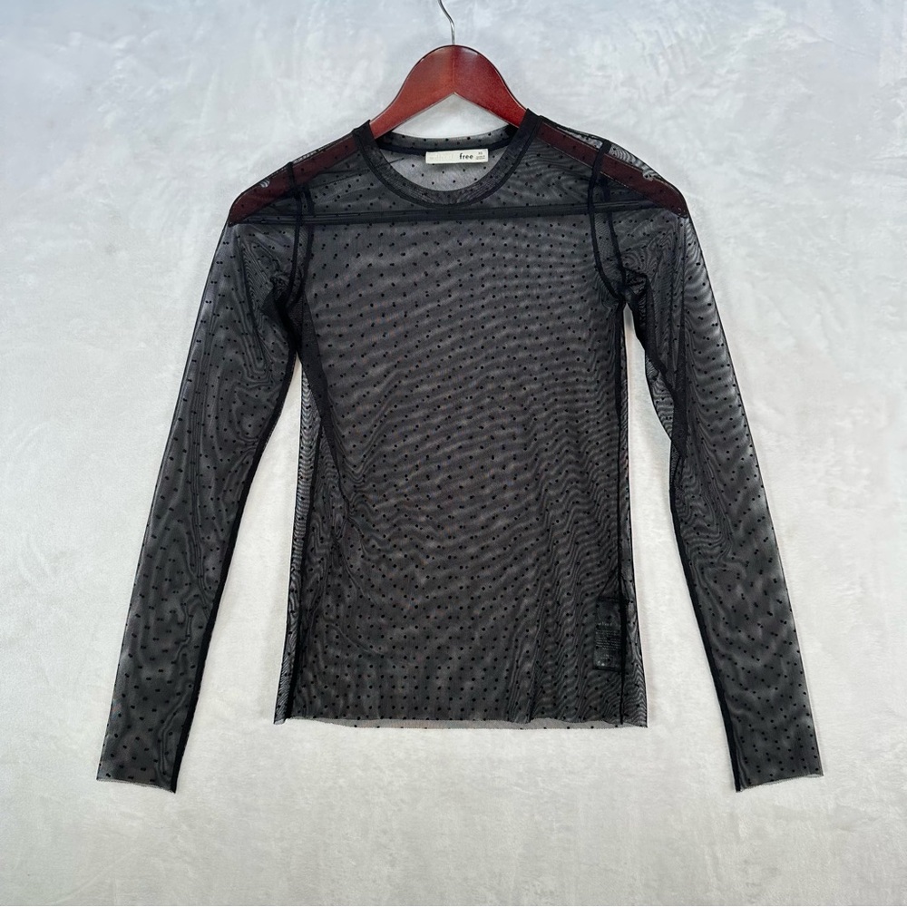 Aritzia Wilfred Free mesh dot top Womens XS sheer Whimsygoth fairy layering